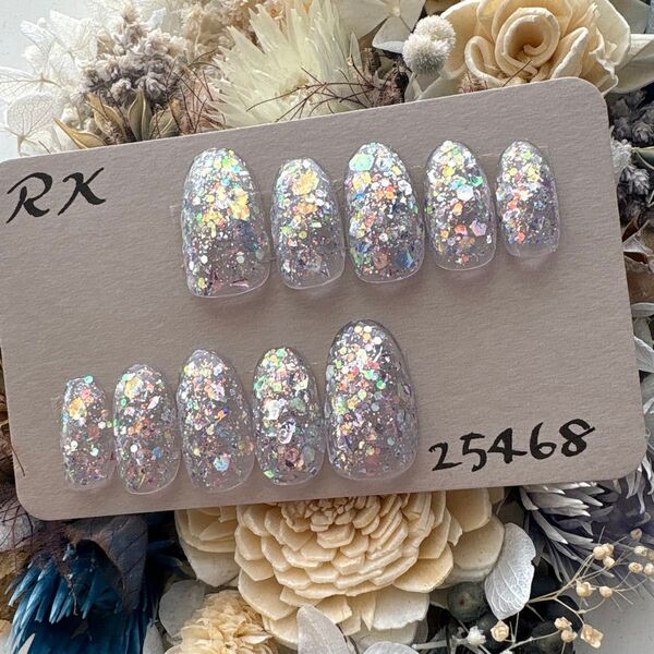 現品販売 ネイルチップ ミディアムオーバル ラメネイル オーロラネイル ニュアンスネイル 夏ネイル
