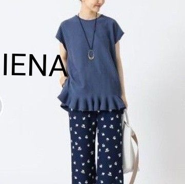 IENA/イエナ コットンストレッチ 裾ラッフルプルオーバー ネイビー F ニットトップス