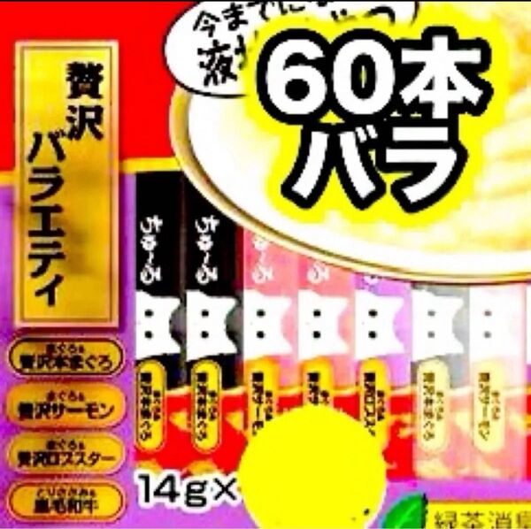 チャオ ちゅーる 贅沢バラエティ 60本 バラ 国産 いなば 猫用 おやつ ちゅ~る まぐろ サーモン ロブスター 黒毛和牛