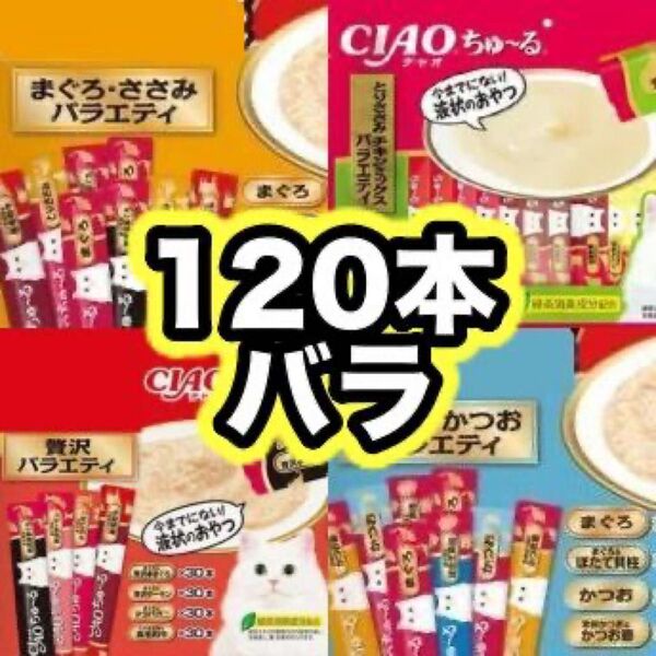 チャオ ちゅーる まぐろ かつお ささみ 贅沢 バラエティ 120本 国産 いなば 猫用 おやつ ちゅ~る