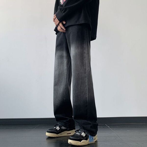 デニムパンツ ジーンズ ズボン サルエルパンツ M 加工デニムパンツ