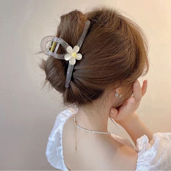フラワー ヘアクリップ バンスクリップ 髪飾り 大きめ 髪留め 韓国 おしゃれ ヘアアクセサリー