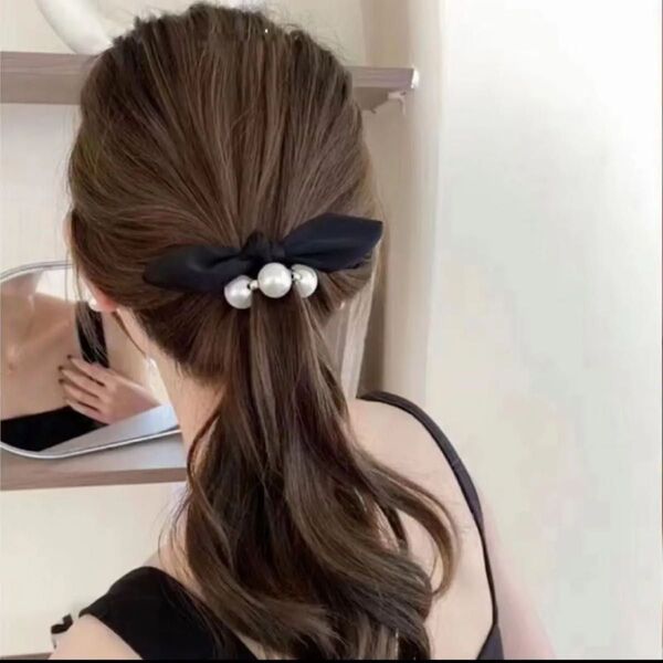 3連 パール リボン ヘアゴム ヘアアクセサリー 韓国 髪留め 髪飾り