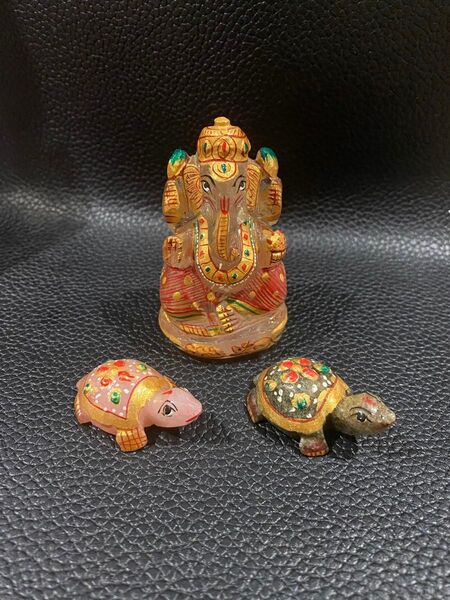 天然石 ガネーシャと亀のセット