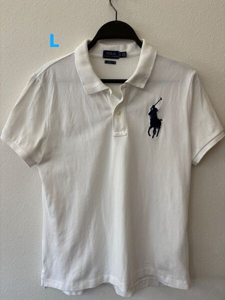 RALPH LAUREN ラルフローレン 半袖ポロシャツ ホワイト 白 L レディース ビッグポロ 刺繍