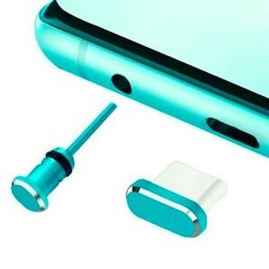 限定特価 タイプC Type-C USB-C コネクタカバー イヤホンジャックセット スマホ タブレット グリーン