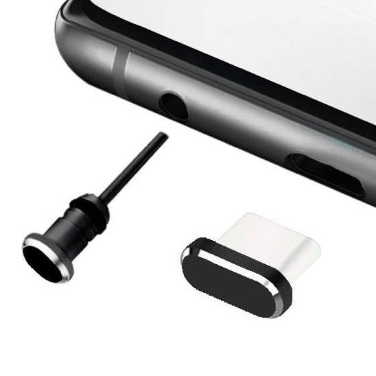 限定特価 タイプC Type-C USB-C コネクタカバー イヤホンジャックセット スマホ タブレット ブラック