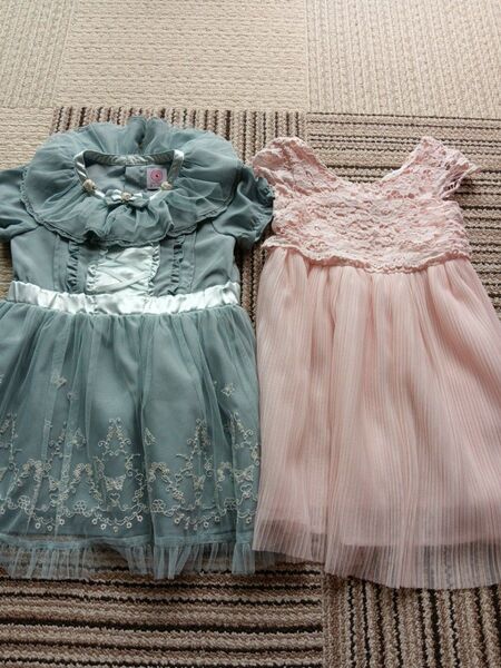 ドレス コスチューム 女の子 110 結婚式 誕生日 プリンセス グリーン ピンク axesfemme H&M 2着まとめ