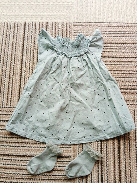 apres les cours アプレレクール ワンピース ドレス 結婚式 誕生日 イベント 女の子 80 ドット 靴下付☆