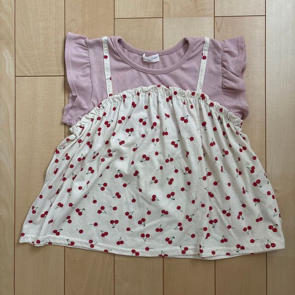 重ね着風フリル半袖トップス Tシャツ キッズ 女の子 130cm
