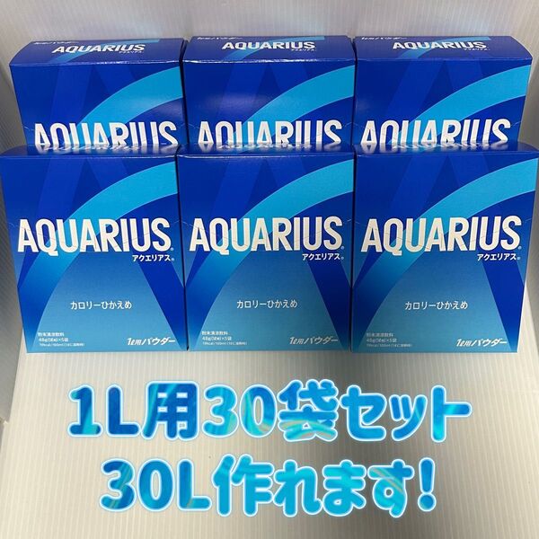 AQUARIUS アクエリアス パウダー 粉末 48g 5袋×6箱 30袋 カロリーひかえめ 1L用×30袋(30L分)まとめ売り