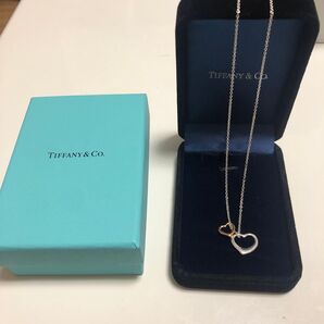 TIFFANY&Co. ダブルハートタグネックレス オープンハート シルバー×ピンクゴールド
