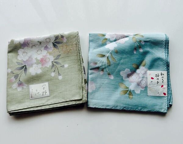 宇野千代 桜柄 花柄 大判ハンカチ 2枚セット 新品