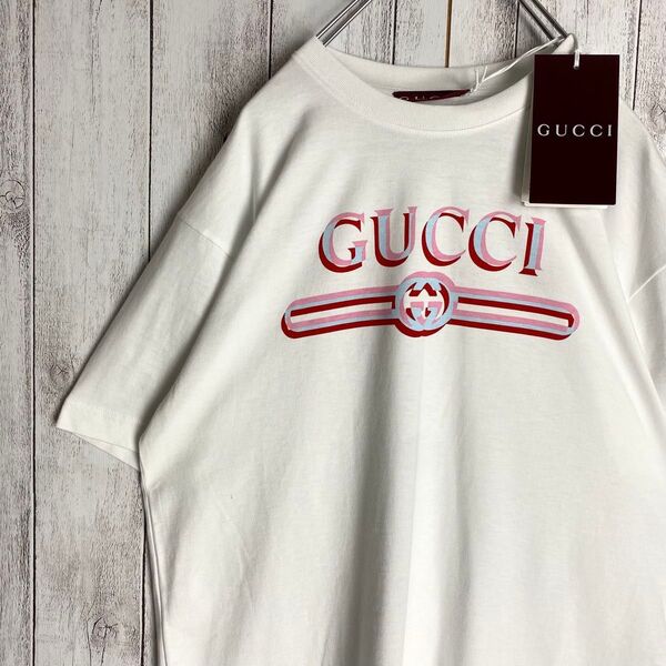 【新作☆未使用】GUCCI グッチ 半袖 Tシャツ ホワイト センターロゴ 現行 XS