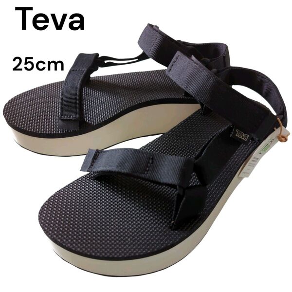 試し履きのみ☆ Teva テバ スポーツサンダル 25cm ブラック 厚底 サンダル カジュアル 黒