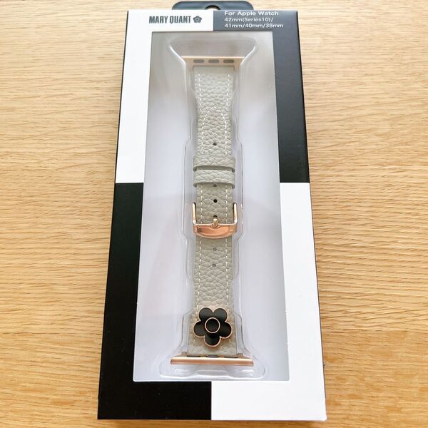 マリークワント アップルウォッチバンド ベルト Apple Watch 42mm 41mm 40mm 38mm 本革 グレージュ