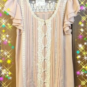 早い者勝ち★【新品タグ付】激可愛★ピンキーガールズ★袖フリルブラウスチュニック★Mサイズ★春夏★プリンセス姫系★