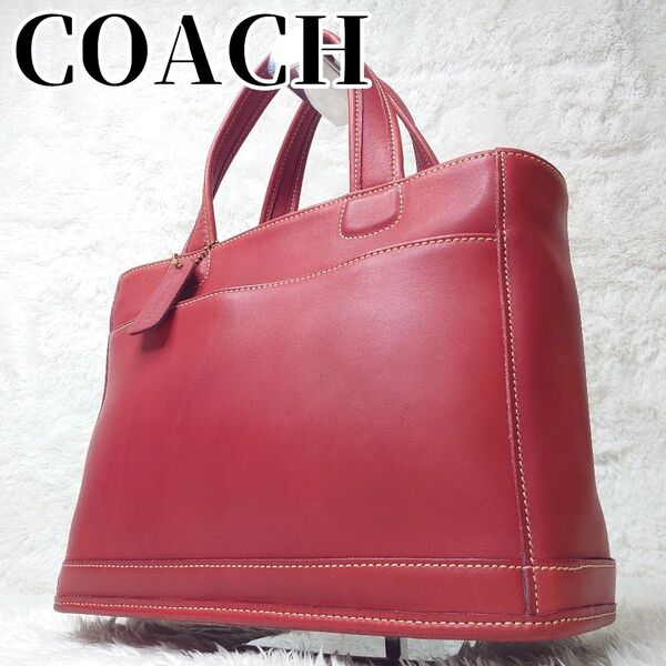 【美品】COACH OLDCOACH オールドコーチ ハンドバッグ トートバッグ グラブタンレザー レッド 9303