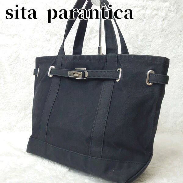 sita parantica シータパランティカ トートバッグ キャンバス ブラック A4収納可 肩掛け 通勤 通学