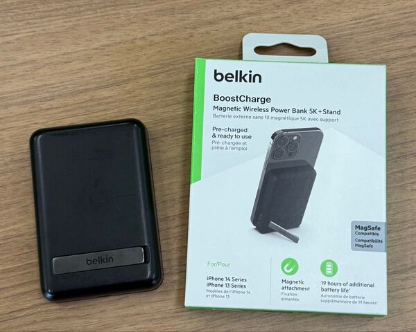 モバイルバッテリー 5000mAh MagSafe対応 ワイヤレス充電 iPhone向け 7.5W出力 Belkin ベルキン