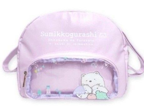すみっコぐらし しろくまのふるさと クリア窓付きショルダーバッグ パープル