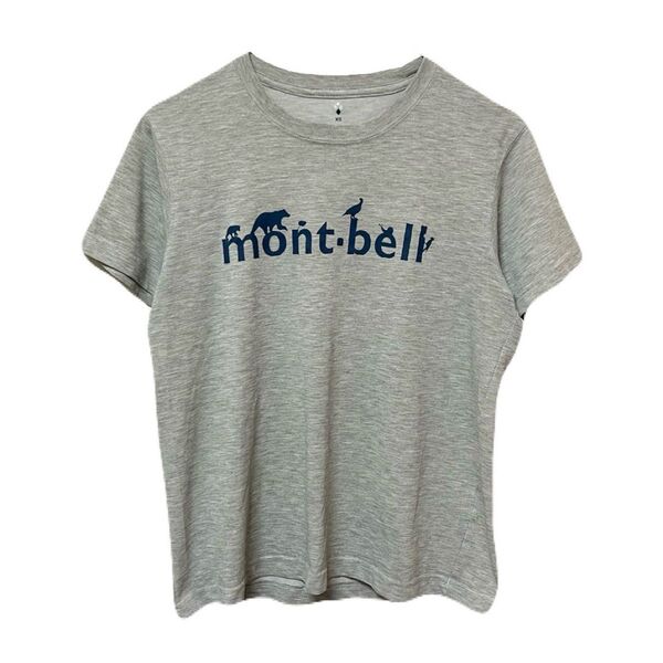 mont-bell モンベル Tシャツ クルーネック ロゴ 男女兼用 XSサイズ グレー 中古 アウトドア