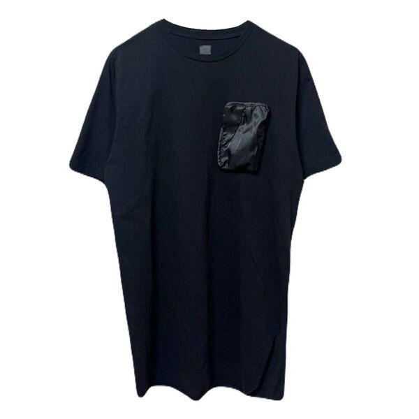 HERE'S ヒアーズ クルーネック 胸ポケットTシャツ ブラック Lサイズ