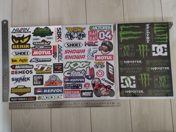 レーシングステッカー 3シート分 バイクステッカー ヘルメット motoGP ガレージ 工具箱 モンスターエナジー