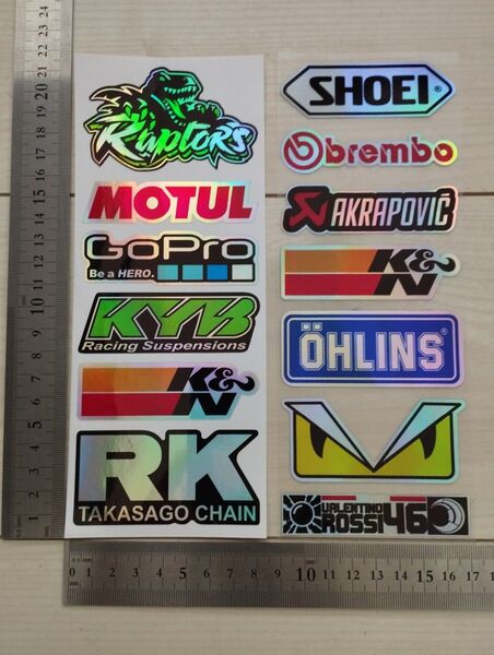 バイクステッカー 2シート分 防水 レーシングステッカー ヘルメットステッカー ホログラム レインボーカラー motoGP