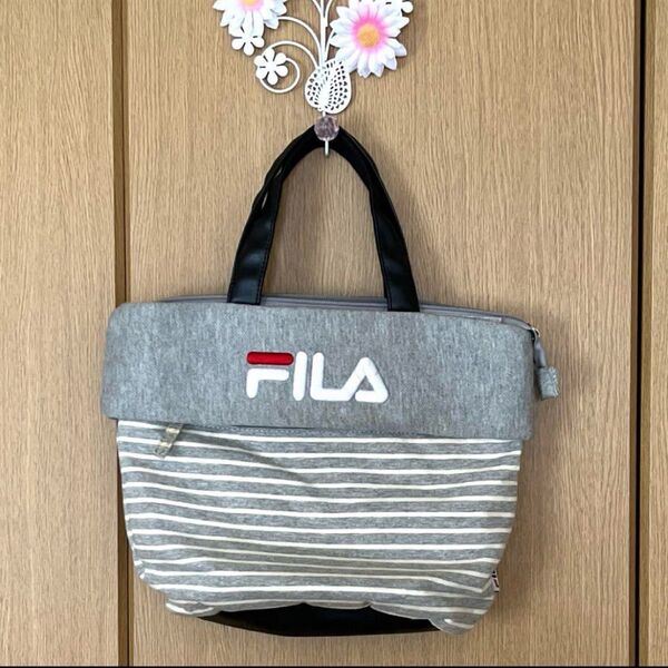 FILA トートバッグ グレー ストライプ
