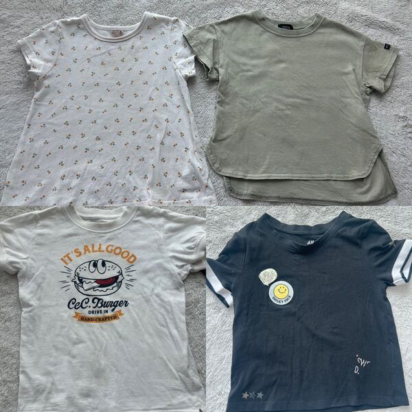 100-110cm 半袖Tシャツ4着まとめ売り プリント プティマイン coen トップス 女の子 即日発送