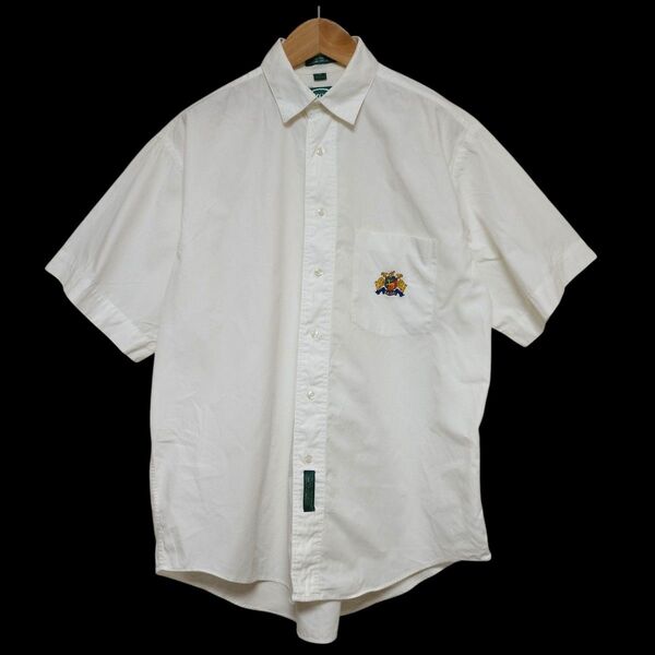 90s 90年代 アメリカ USA 古着 IZOD アイゾッド 刺繍ロゴ 半袖シャツ 白 M ビッグサイズ ビッグシルエット
