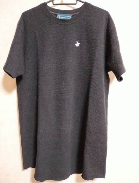 ワッフル素材 Tシャツ カットソー ブラック M