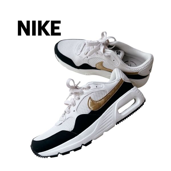 【新品】ナイキ エアマックス SC SE スニーカー レディース 白 24cm NIKE AIR MAX ゴールド 完売ピン