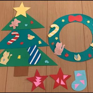 壁面飾り クリスマスツリー、クリスマスリース 壁面装飾 保育園 幼稚園 壁飾り クリスマス