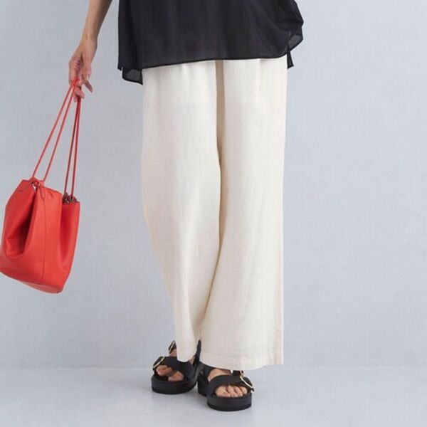 green label relaxing BREEZE LINEN ブリーズリネンワイドパンツ ホワイト short サイズ