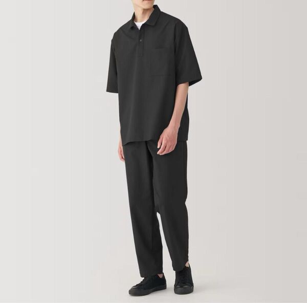 【極美品】無印良品 風を通すワイドテーパードパンツ メンズL