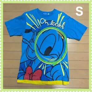 ★東京ディズニーリゾート ドナルドTシャツ 男女兼用Sサイズ★ドナルドダック ブルー 虫眼鏡 てんとう虫
