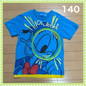 ★東京ディズニーリゾート ドナルドTシャツ 男女兼用 140サイズ★ドナルドダック ブルー 虫眼鏡 てんとう虫 子供服 キッズ