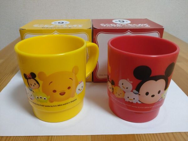 【Disney × KIRIN】《非売品》ディズニー ツムツム スタッキング コップ 2種 + オマケ(ボール状 缶ケース)