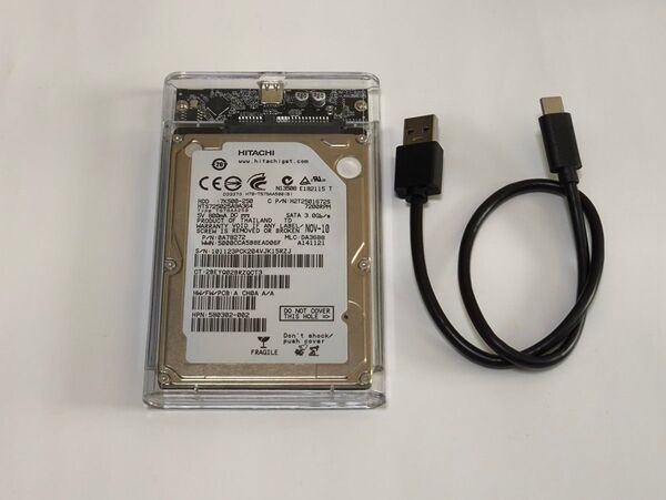 外付けHDD 外付けハードディスク USB3.1(タイプC) SATA ポータブル 電源不要 2.5インチ 250GB