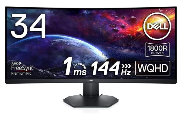 DELL S3422DWG 34インチ ウルトラワイド ゲーミングモニター 曲面