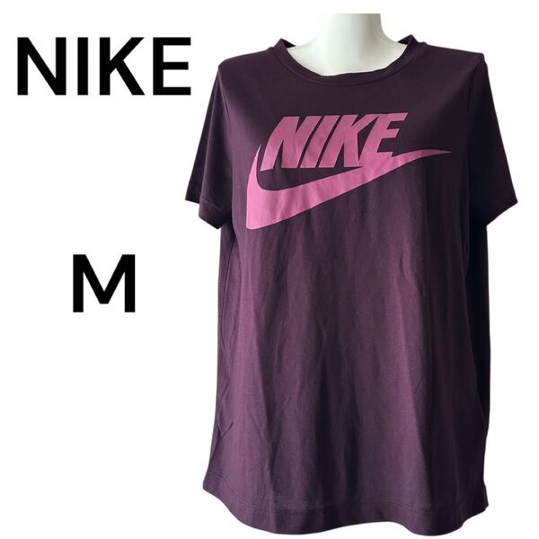 NIKE 前ロゴパープル系 M フィットネストレーニング半袖Tシャツ