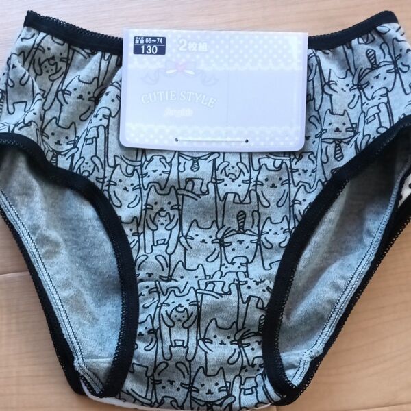 新品 女の子 ショーツ 2枚組 パンツ 肌着 ねこ ドット