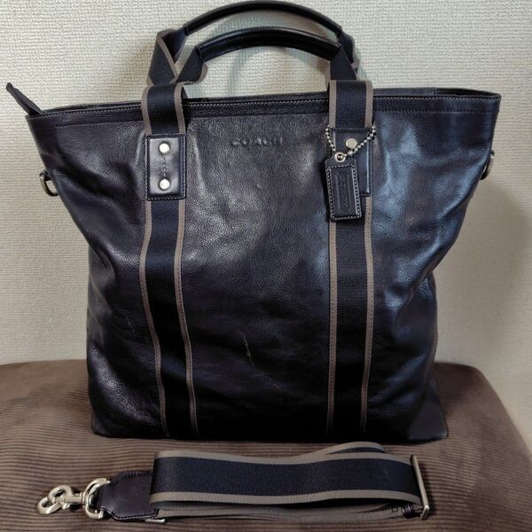 COACH コーチ ヘリテージ 2way ビジネス トートバッグ 本革 メンズ