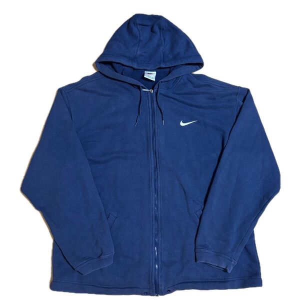 90s~00s OLD NIKE フェード ジップパーカー ネイビー S~M相当