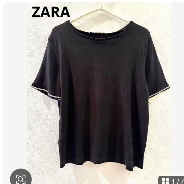 ZARA ザラ ラインストーン 半袖Tシャツ プルオーバー