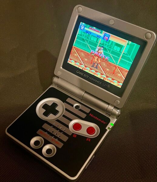 ゲームボーイアドバンスSP IPS液晶品 NES風シェル 中古品 購入の際は説明欄必読 GBASP