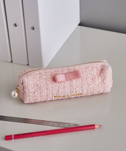 Maison de FLEUR リール付きビジューカードポケットパスケース ライトピンク