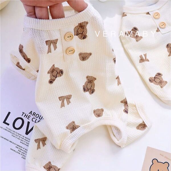 新品/可愛い/テディベアロンパース 犬服 ドッグウェア Sサイズ Mサイズ Lサイズ くま ペット服 つなぎ